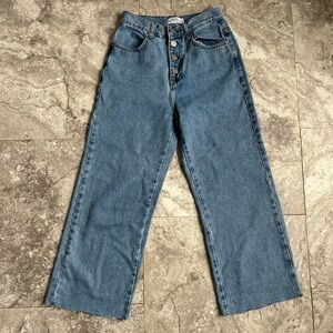 Women’s Redial High Rise Wide Leg Cropped Exposed Button Fly Jeans Size 0 - 2